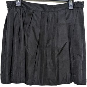 Alternative silk pleated black mini skirt